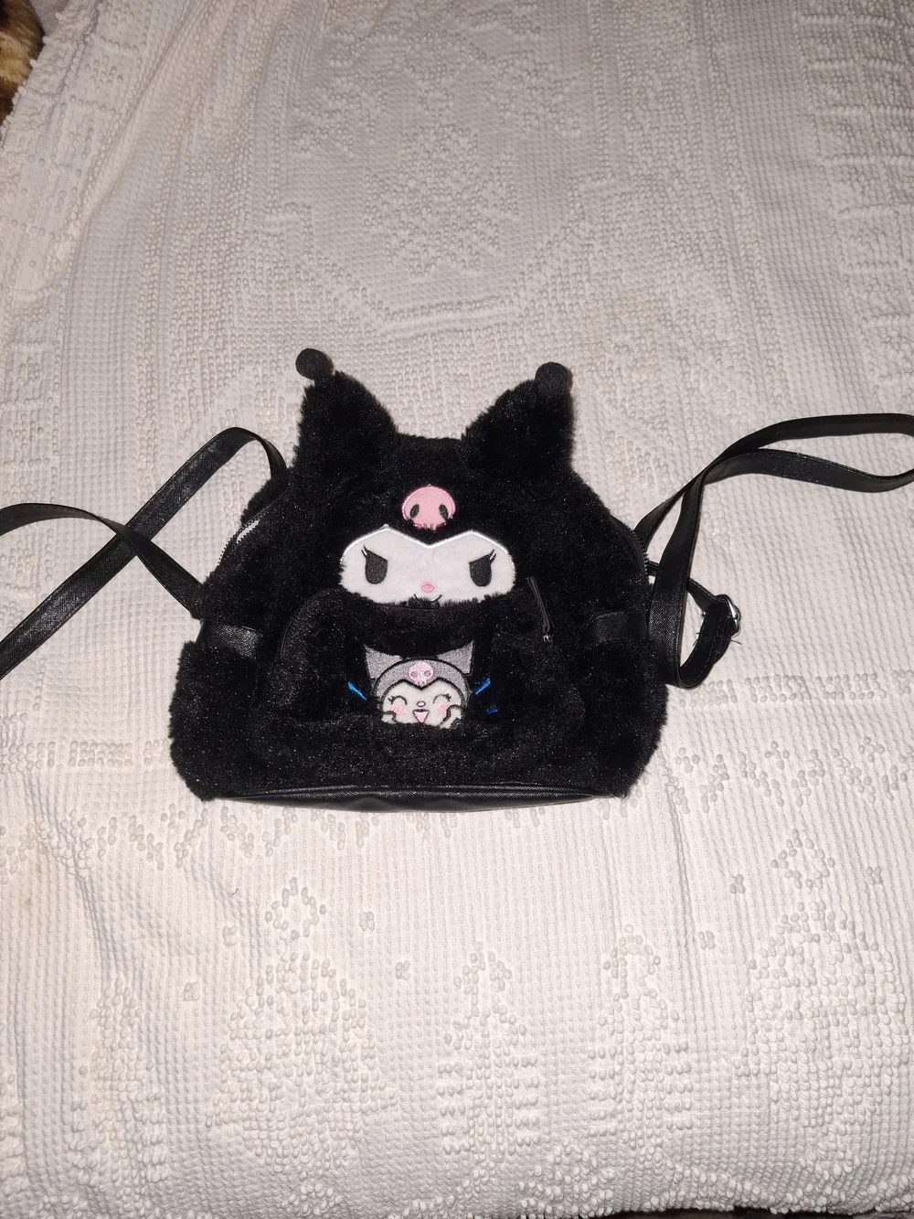 Kuromi Black Plush Kids Backpack - Cute Character Bag